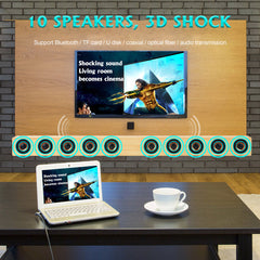 Wooden TV SoundBar 40W Bluetooth 5.0 U Disk TF Card Playing Speker 360Stereo Surround Subwoofer with 10 Playing Units