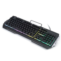 104 Keys PC Gaming Keyboard Mechanical Feeling Waterproof LED Backlight Computer Keyboard with Phone Holder