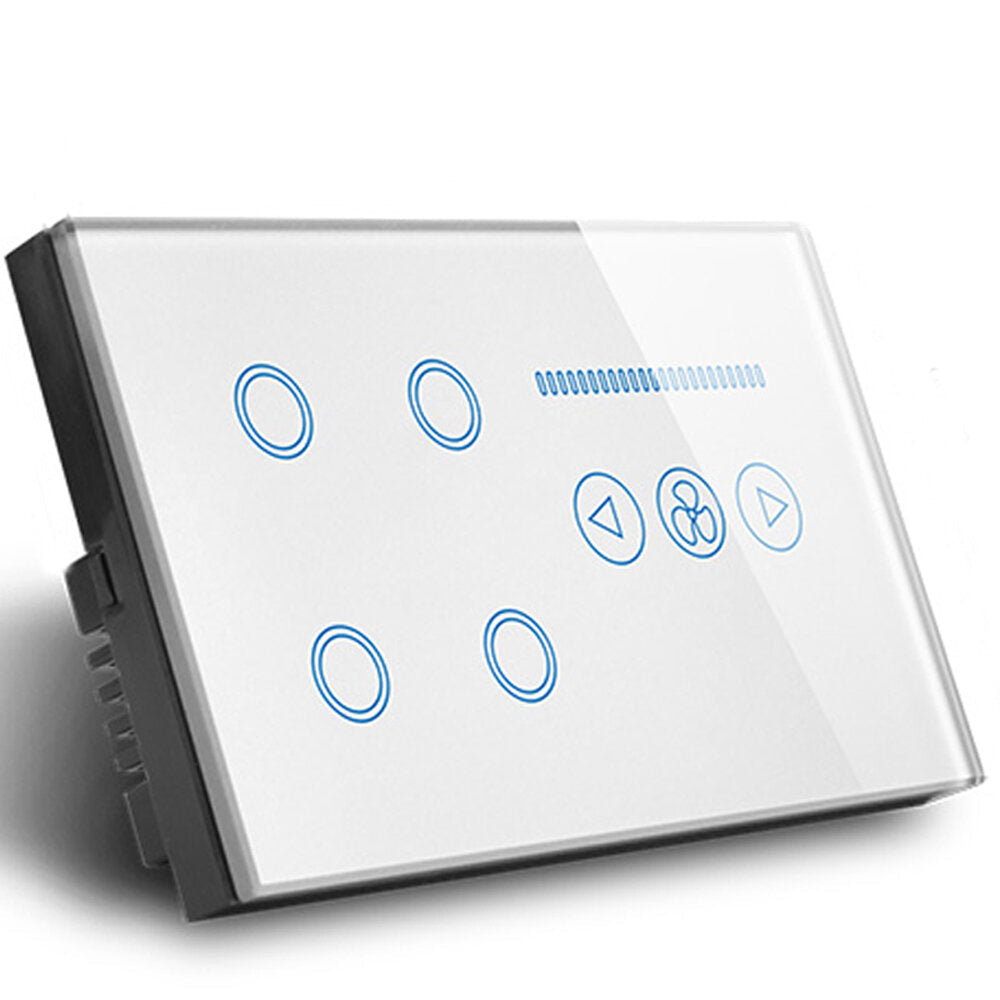 Smart WIFI Switch 4 Gang WIFI Light Switch With WiFi Ceiling Fan Switch White/Black Crystal Glass Panel Work Alexa Google Home