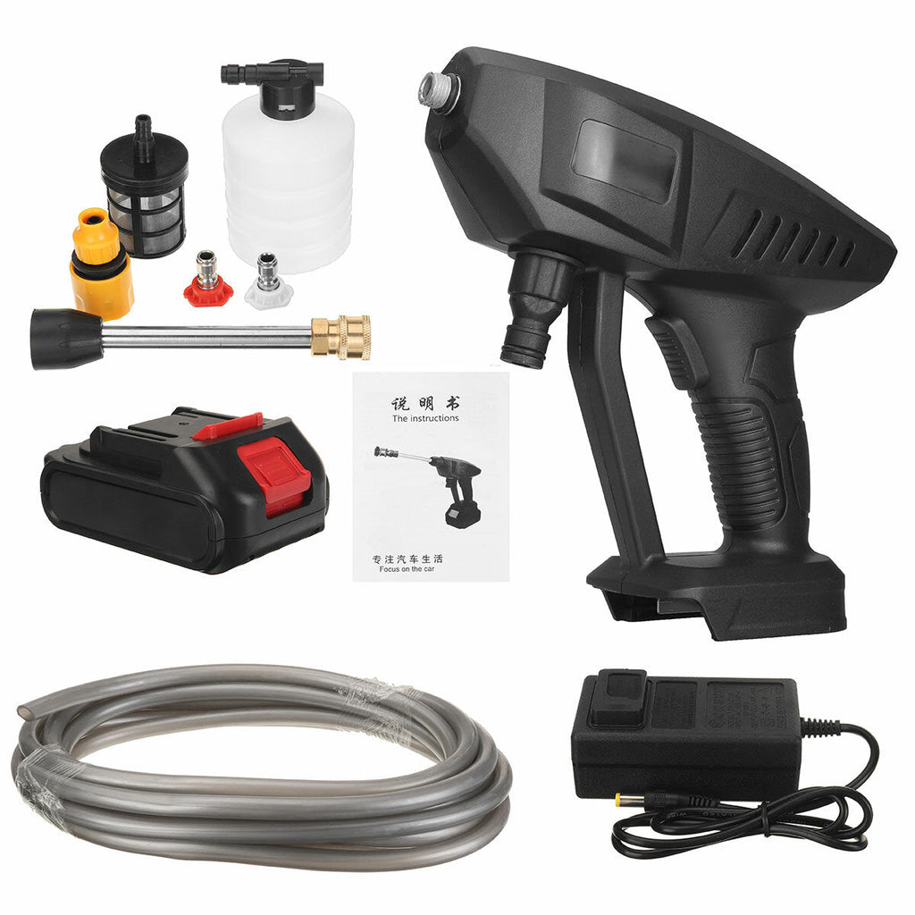 Cordless Electric High Pressure Washer Car Cleaner Water Spray Guns Water Hose Cleaning Washing Machine W/ 1/2 Battery