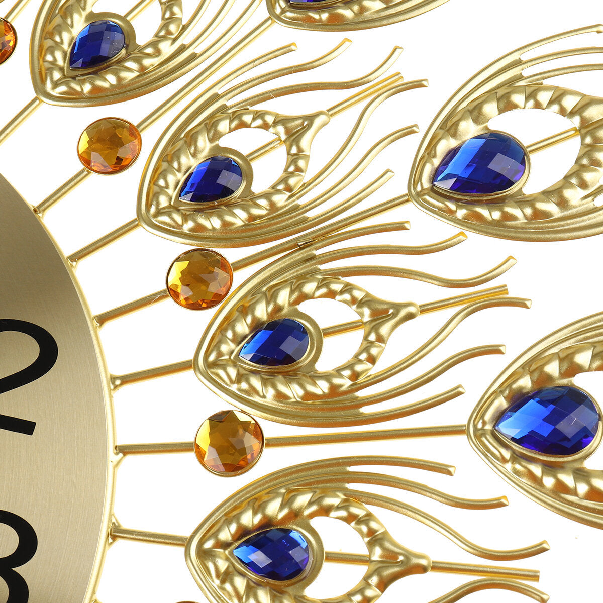 3D Large Wall Clock Luxury Peacock Metal Living Room Wall Watch Home Decoration