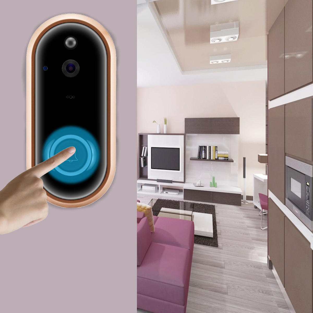 Smart Wireless WIFI Video Doorbell Night Vension Alarm Wake Up Recording Mode Security Door Phone