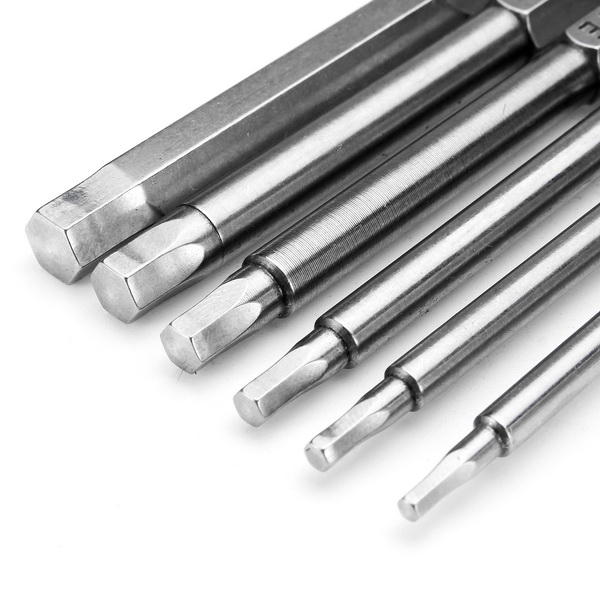 6pcs 75mm H2-H6 Magnetic Hexagon Head Screwdriver Bits 1/4 Inch Hex Shank