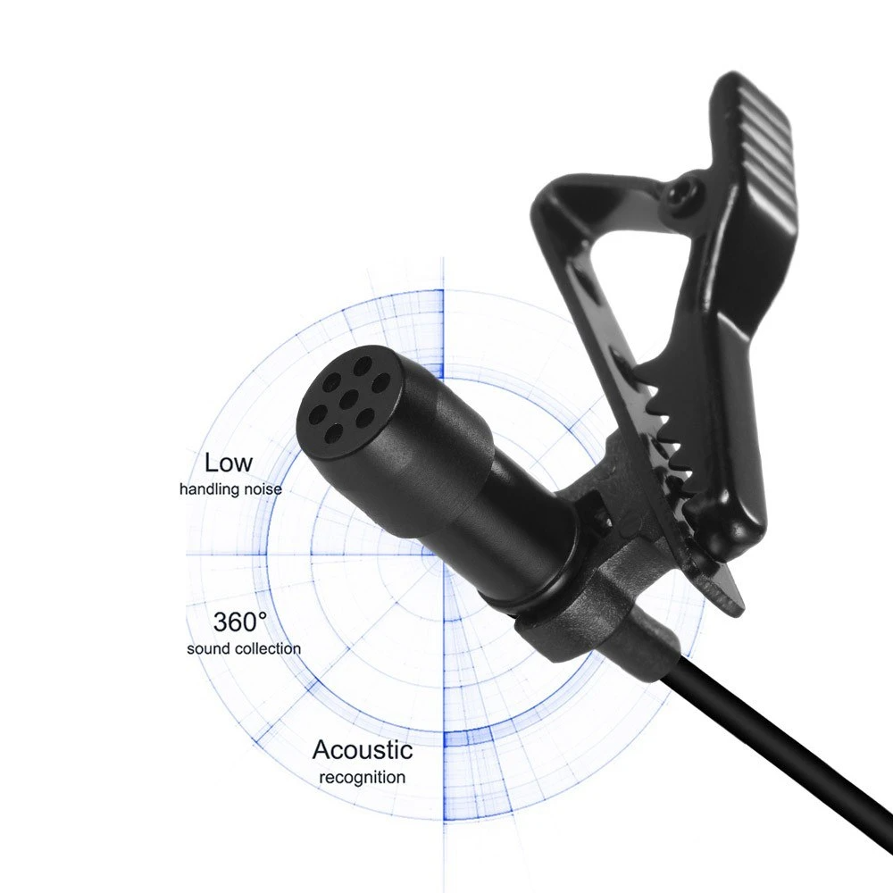 Omani-directional Clip-on Lavalier Microphone 3.5mm Plug Condenser Mic