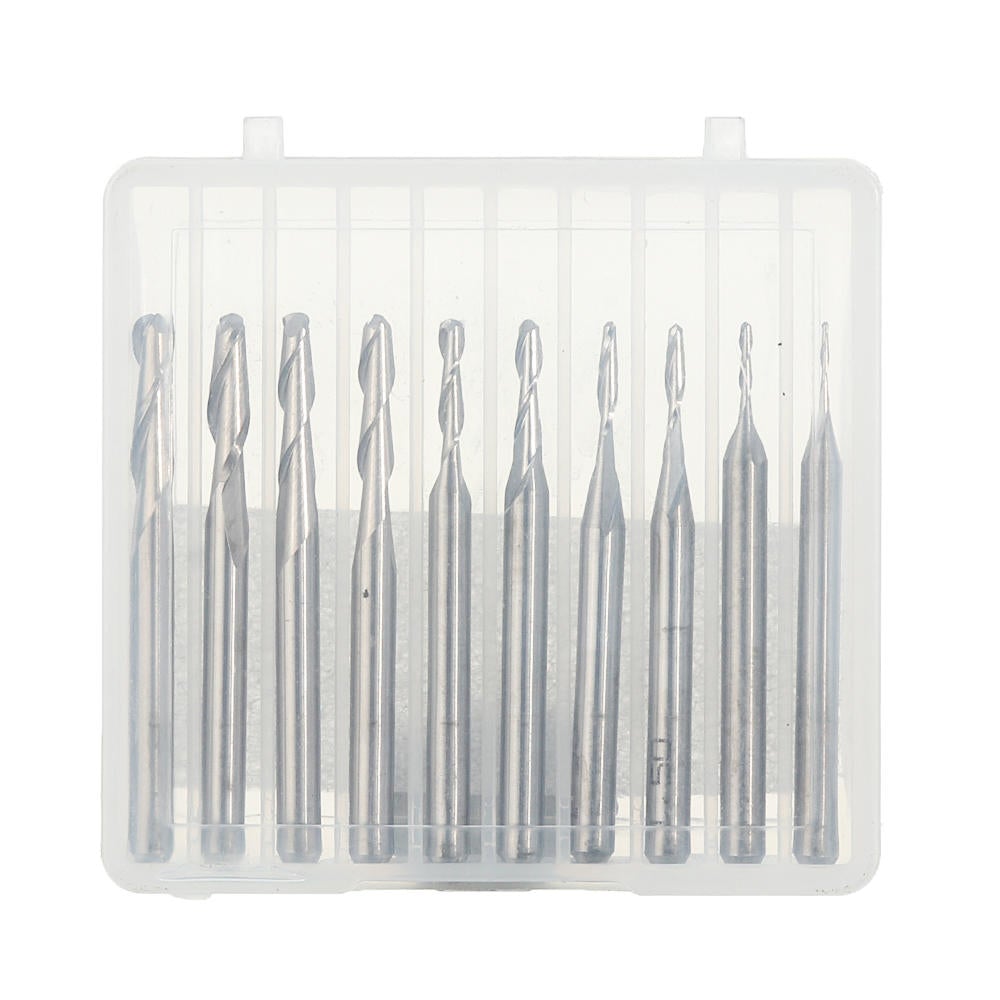 10pcs/Set Ball Nose End Milling Cutter Set Carbon Steel 1mm-3.175mm CNC