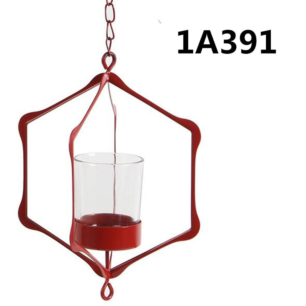 Glass Iron Hanging Glass Iron Art Lantern Tea Light Candle Holder Garden Decorations