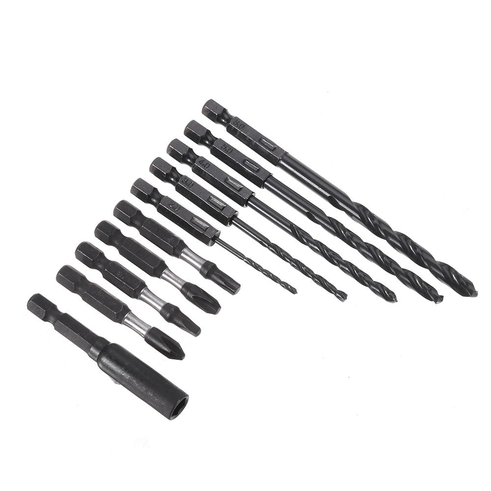 18PCS Screwdriver Drill Bit Set 5PCS 2-6mm Twist Drill Bit 12PCS Phillips Torx Square Screwdriver Bit and Quick Change Extension Rod with Box
