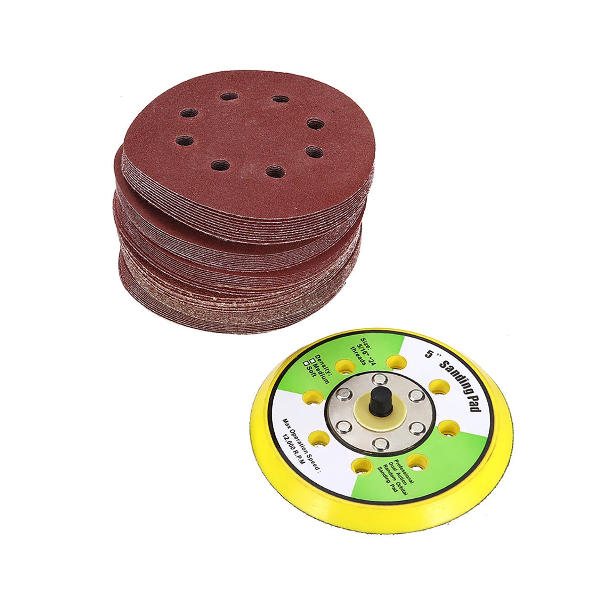 50pcs 125mm 60-240 Grit Sanding Sheet Pad Sandpaper with Attached Air Mill Disc