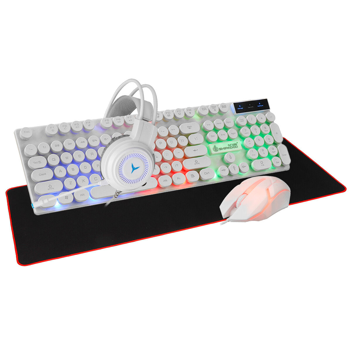4Pcs Gaming Kit 104 Keys 4-in-1 Keyboard Mouse Headset Mouse Pad Set