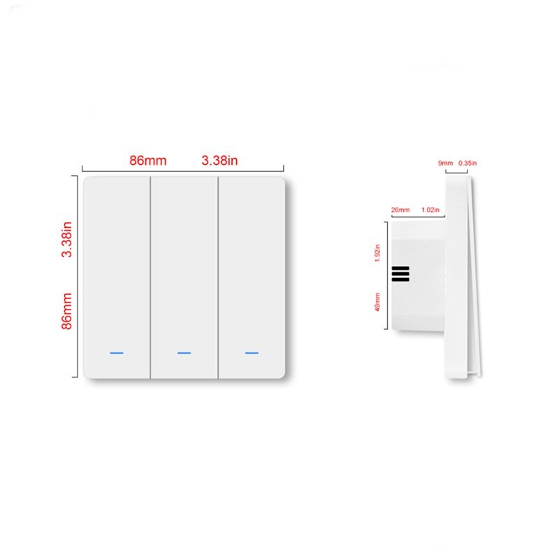 WiFi RF433 3Gang Push Button Wall Light Switch EU AC 100V-240V Smart Switch Compatible with Control Alexa Google Home