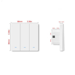 WiFi RF433 3Gang Push Button Wall Light Switch EU AC 100V-240V Smart Switch Compatible with Control Alexa Google Home
