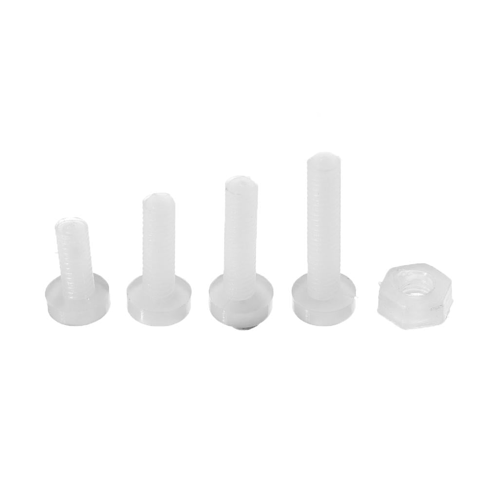 480pcs White/Black M2/M2.5/M3 Nylon Plastic Phillips Screw Round Head Hex Nut Assortment Kits