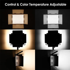 Bi-color 660 LED Video Light With Lighting Stand Kit 3200-5600K CRI 96+ Dimmable Lamp with U Bracket for Studio Photography Video Shooting 2 Pieces