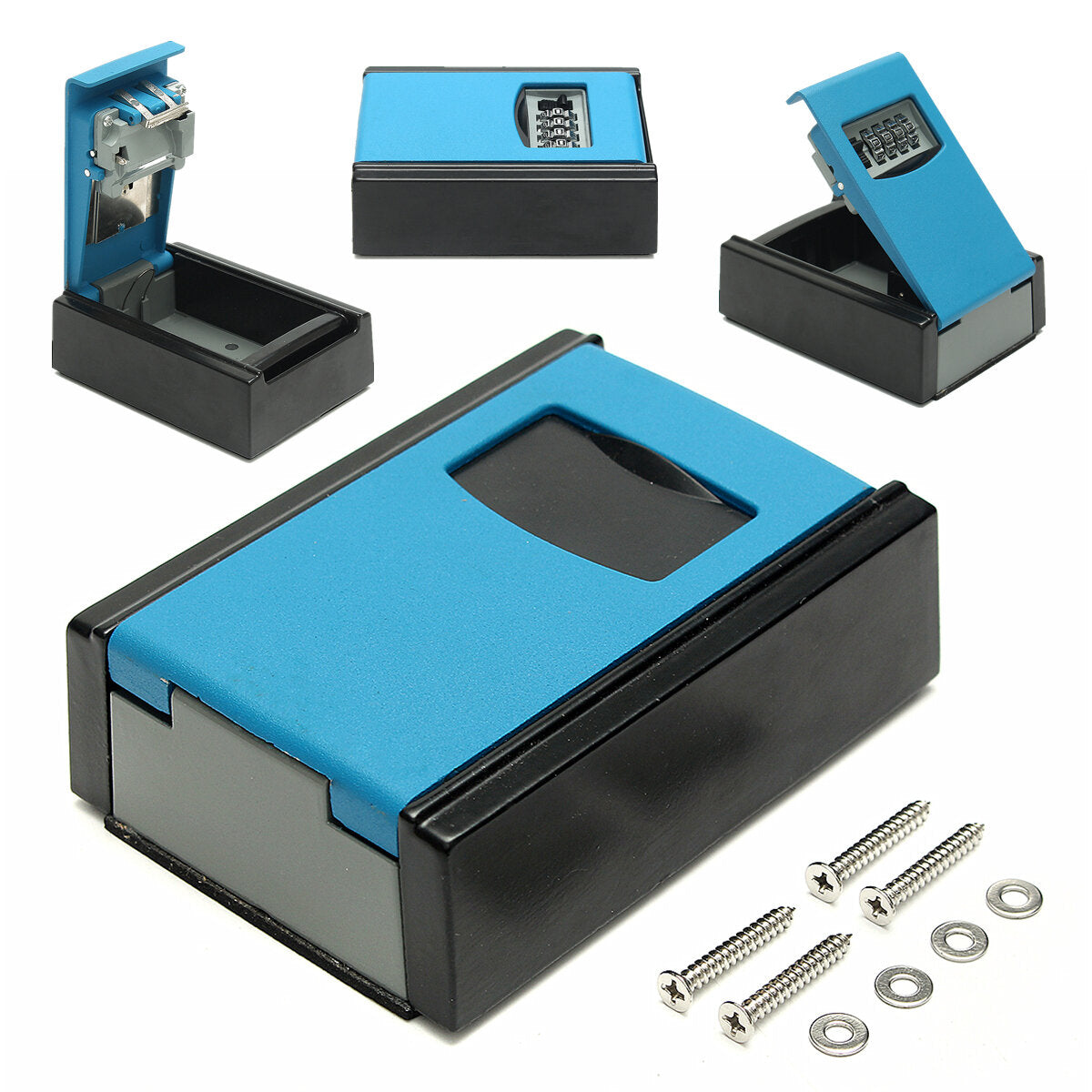 Aluminum Alloy Blue 4-digit Key Parts Storage Box
