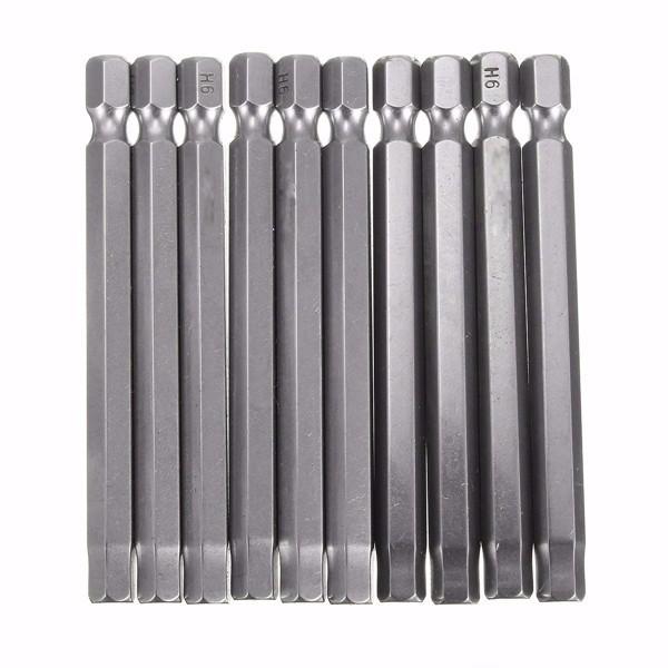 10pcs 75mm 1/4 Inch Shank Screwdriver Bits Set 6mm Hex Head Magnetic Screwdriver Bits