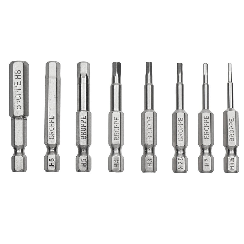 8Pcs 1/4" 50mm Hex Screwdriver Bits 1.5-8mm Magnetic Electronic Drill S2 Steel Hexagonal Screw Driver Bit Set Power Driver Tools