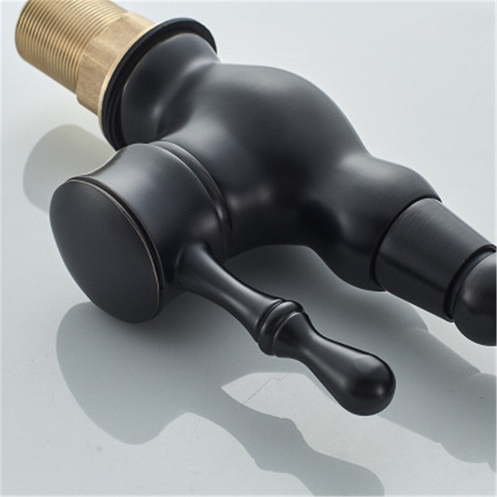 Kitchen Faucet Black Bronze Brass Antique Hot And Cold Mixer Crane Deck Mount Tap
