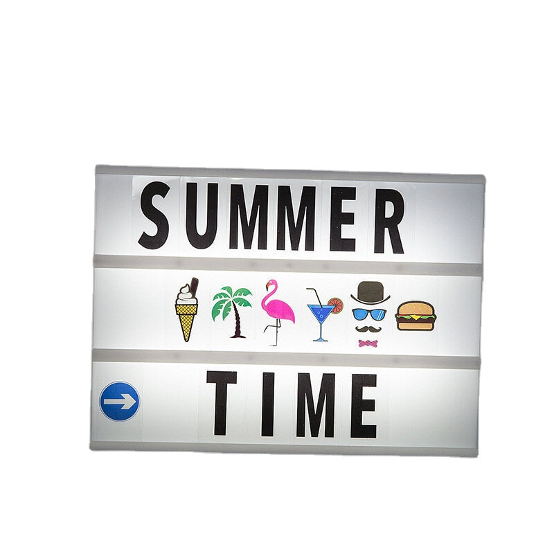 LED Creative Lamp with 96PCS Letter Message Cards DIY Combination A4 Light Box Photo Props Pendant