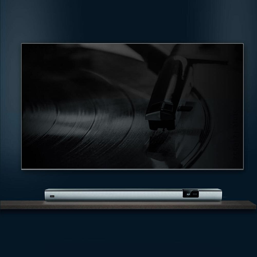 Bluetooth Speaker 40W DSP Soundbar LED Touch Screen BT5.0 USB Optical Coaxial AUX HDMI Remote Control Metal Wooden Home Theater