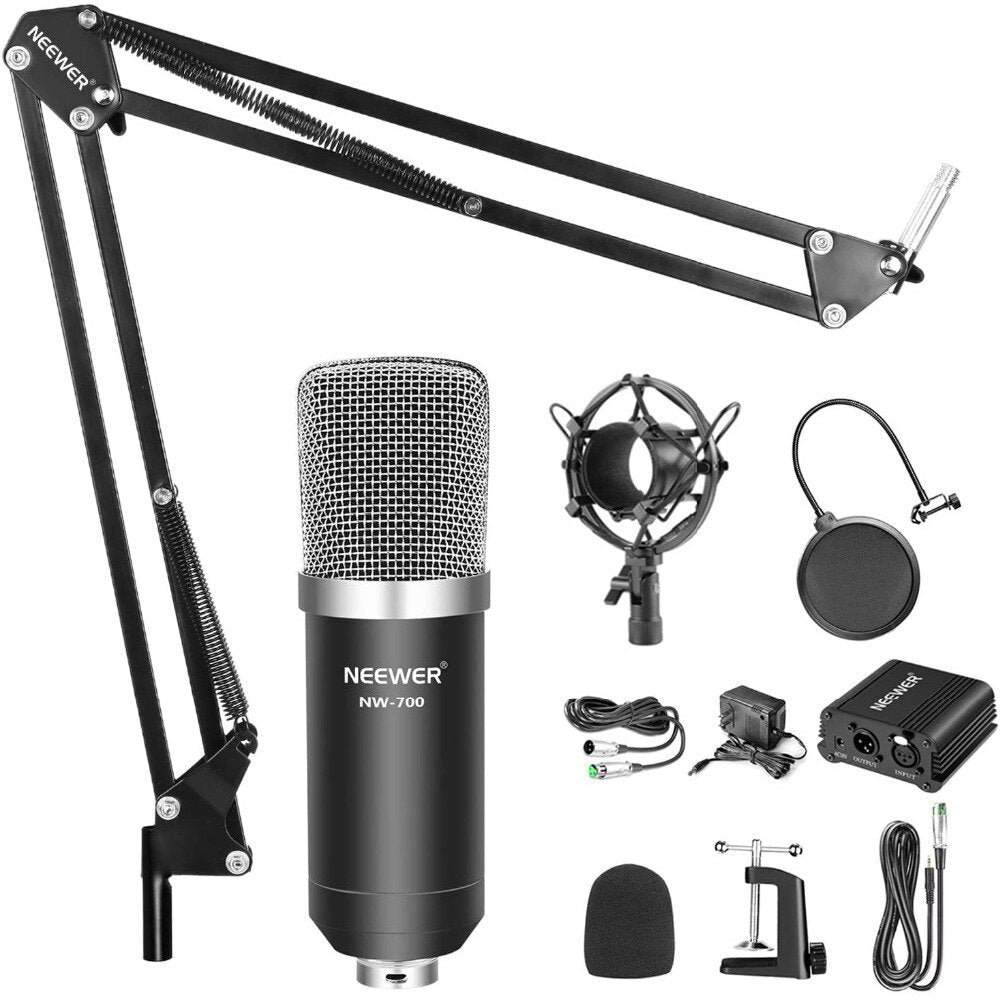Studio Condenser Microphone Kit for PC Karaoke Youtube Professional Recording Live Broadcast with Stand