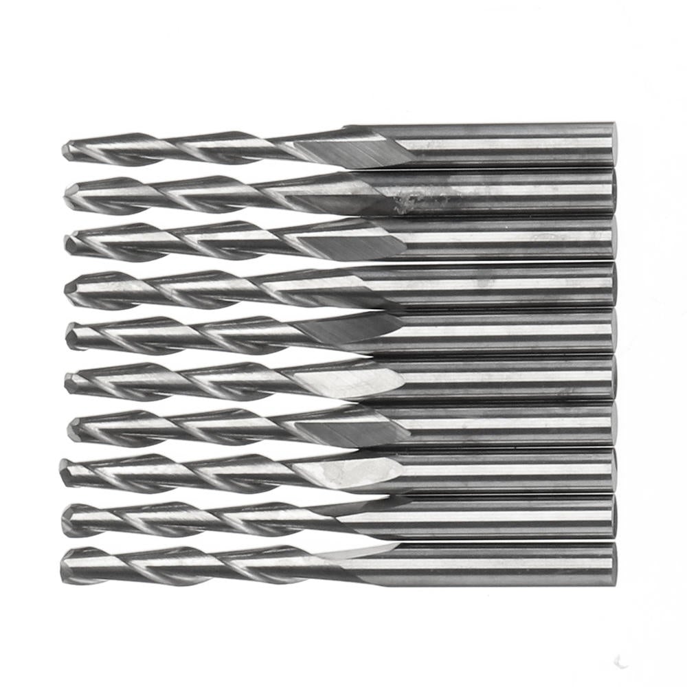 10pcs 1/8 Inch Shank Spiral Ball Nose End Mill 22mm Cutting Length CNC Milling Cutter