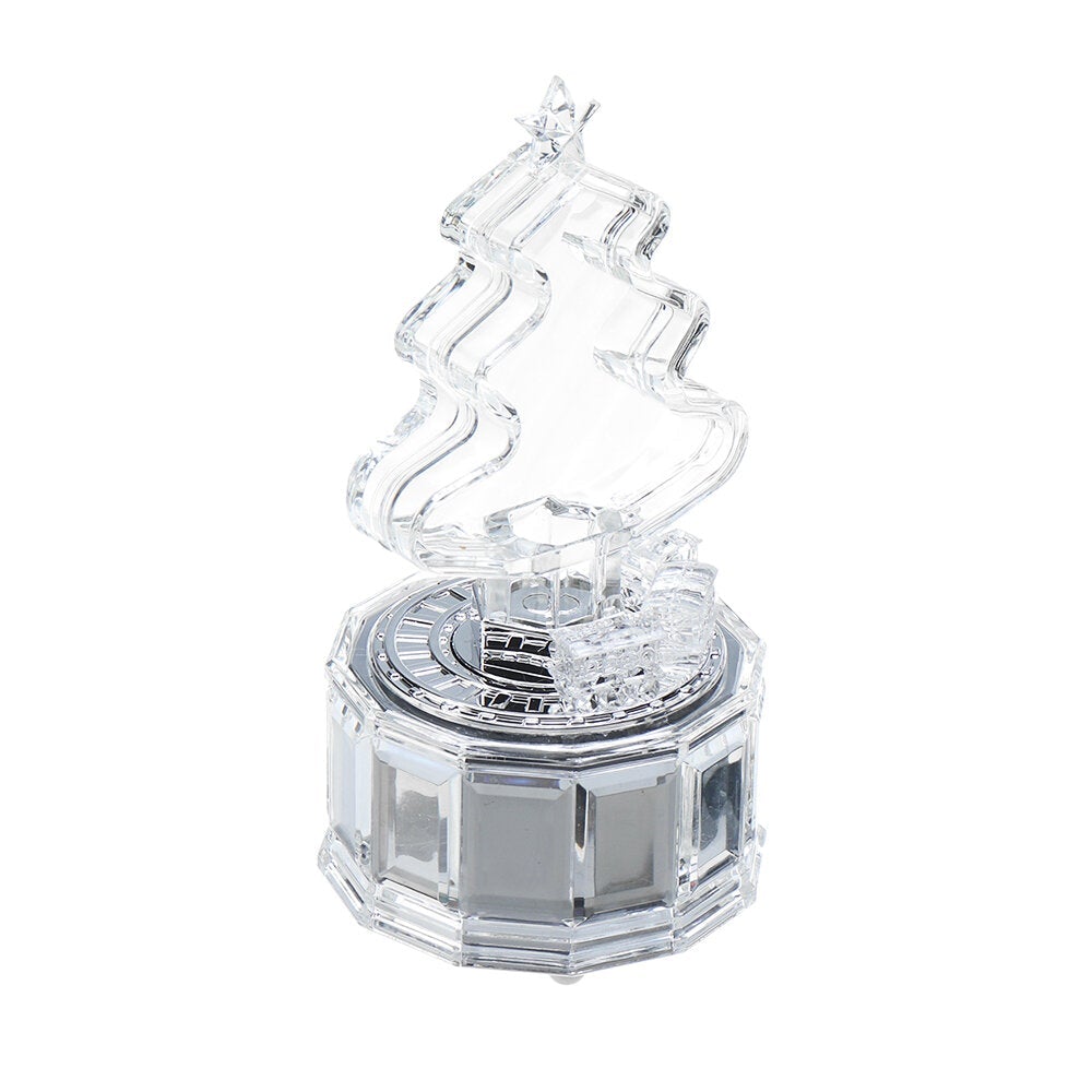Christmas Tree Music Box with Lights Acrylic Crystal Texture Gifts Birthday