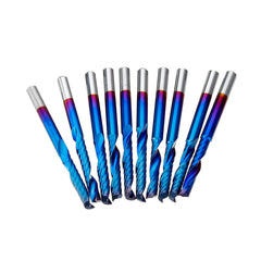 10pcs 3.175 Shank Blue Coated Single Flute End Mill Spiral CNC Milling Cutter
