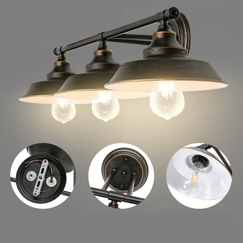 Loft Iron Sconces Indoor Modern Shade 3-head Wall Lamp Light