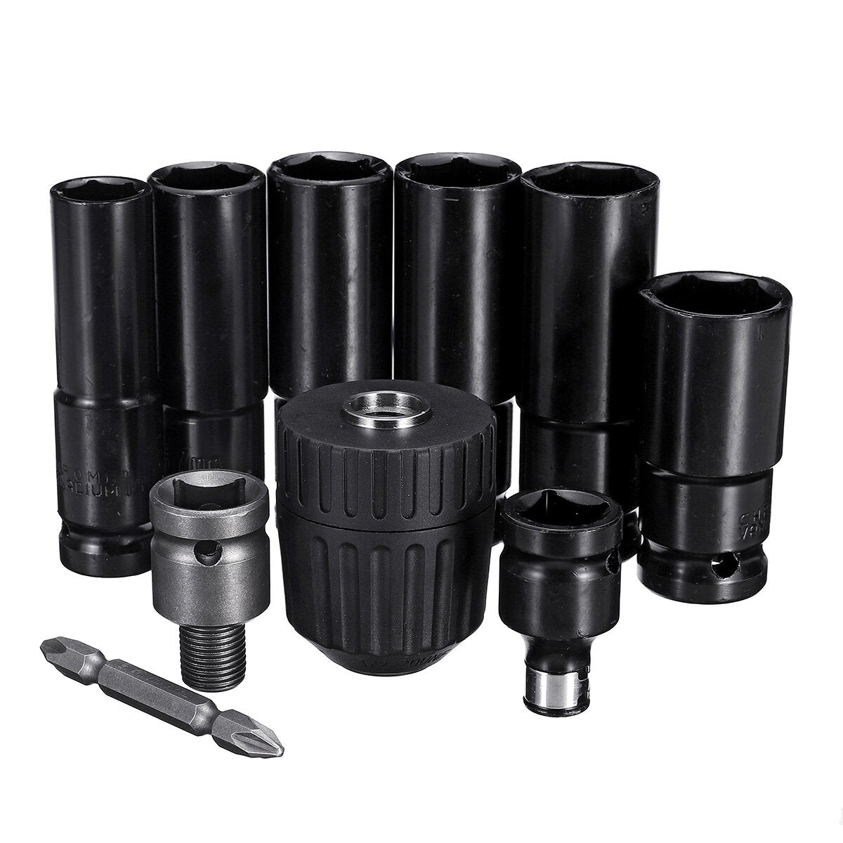 10pcs Electric Impact Socket Wrench Set 1/2 Inch Square Drive Metric Drill Chuck Adapter