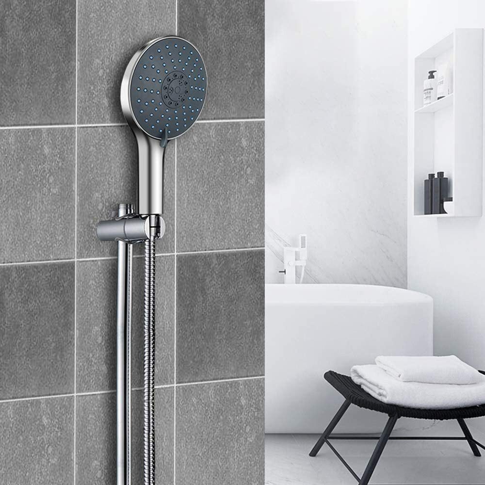 7 Modes Shower Head Large Panel with Stainless Steel Hose Water Saving Pressure Raising Showerhead Chrome Universal
