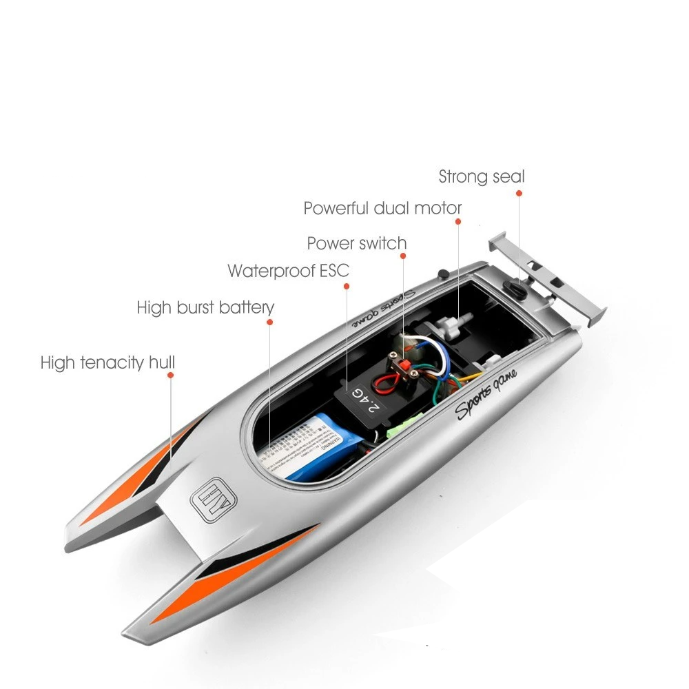 25KM/H High Speed Racing Boat 2 Channels Remote Control Boats for Pools