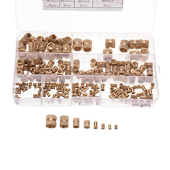 210pcs M2~M10 Metric Threaded Brass Knurl Nuts Round Insert Embedment Nut Assortment Set