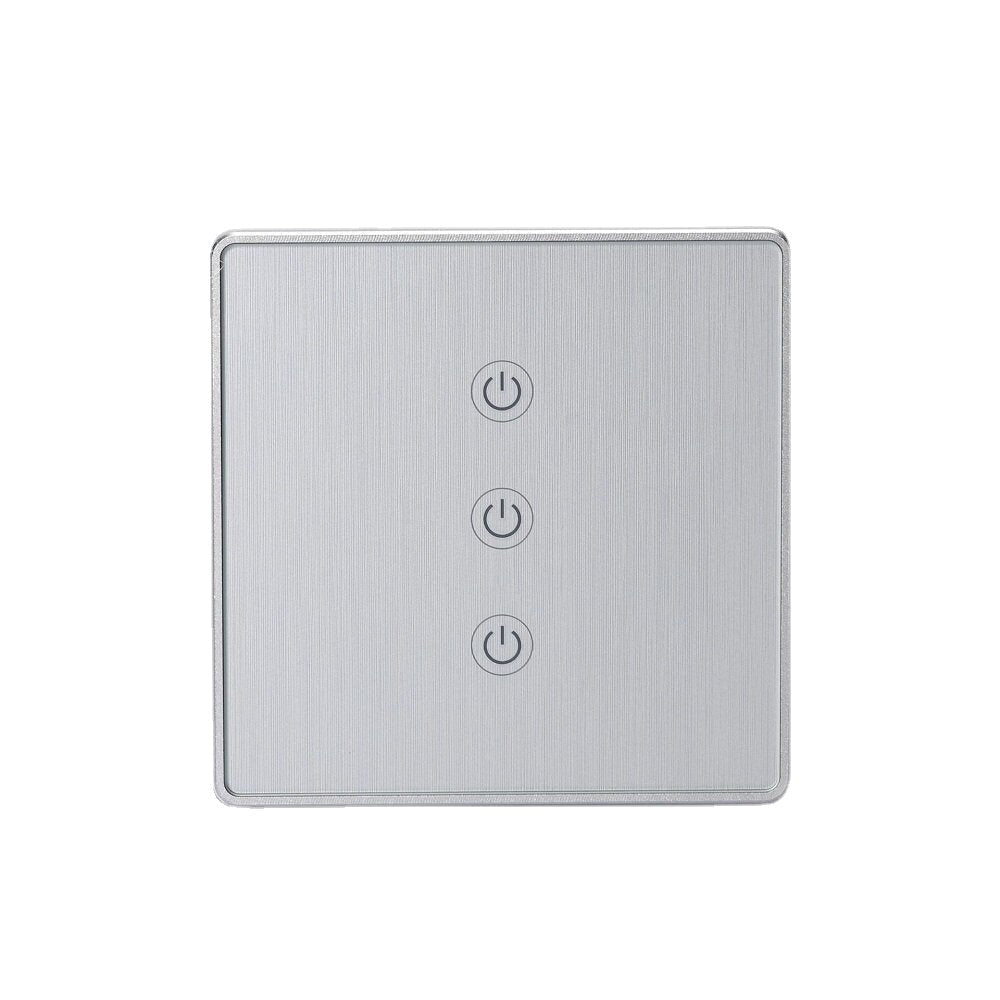 Wifi 3Gang Smart Switch EU Standard Metal Frame Wire Drawing Light Control Switch WF-WS033 100-240V 2.4 GHz