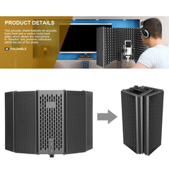 Foldable Microphone Acoustic Isolation Shield Foams Studio Panel for Recording Live Broadcast Accessories