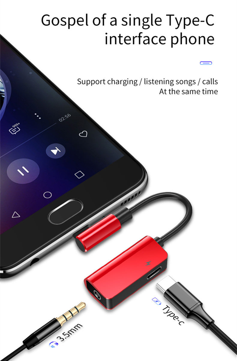 Type-c to Type-c Charging + 3.5mm Audio Music Adapter Converter for Huawei