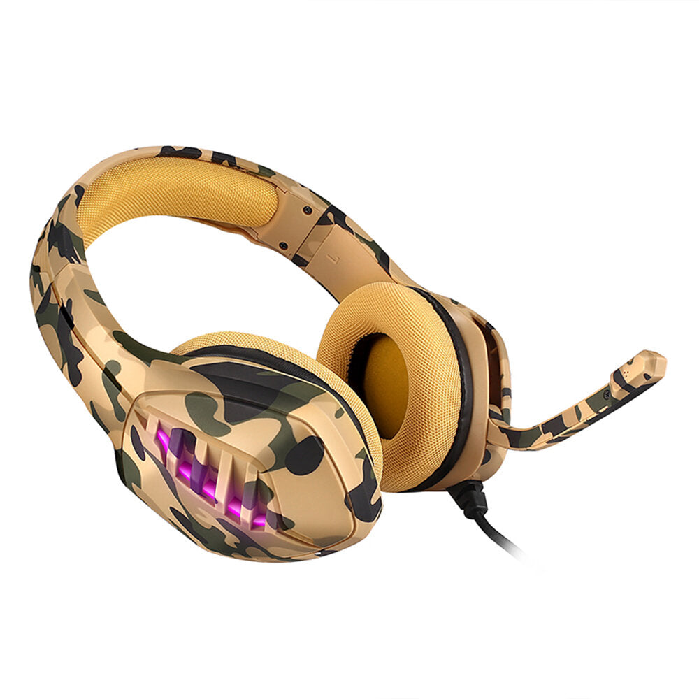 Camouflage Color Gaming Headset 50mm Driver Unit RGB Light Noise Reduction 3.5mm USB Port for PS4 PC Xbox One Switch