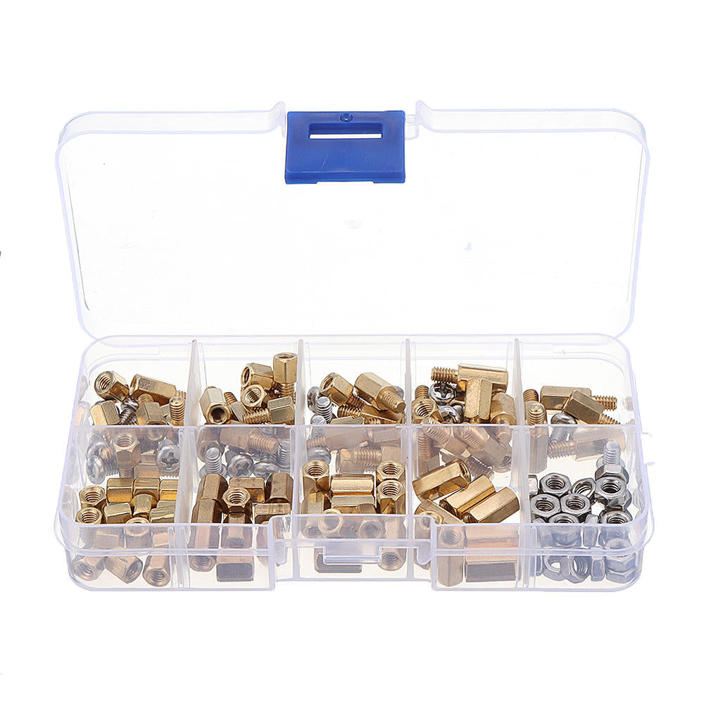 M4BH2 136Pcs M4 Brass Hex Column Standoff Support Spacer Pillar For PCB Board Screw Nut Assortment Set