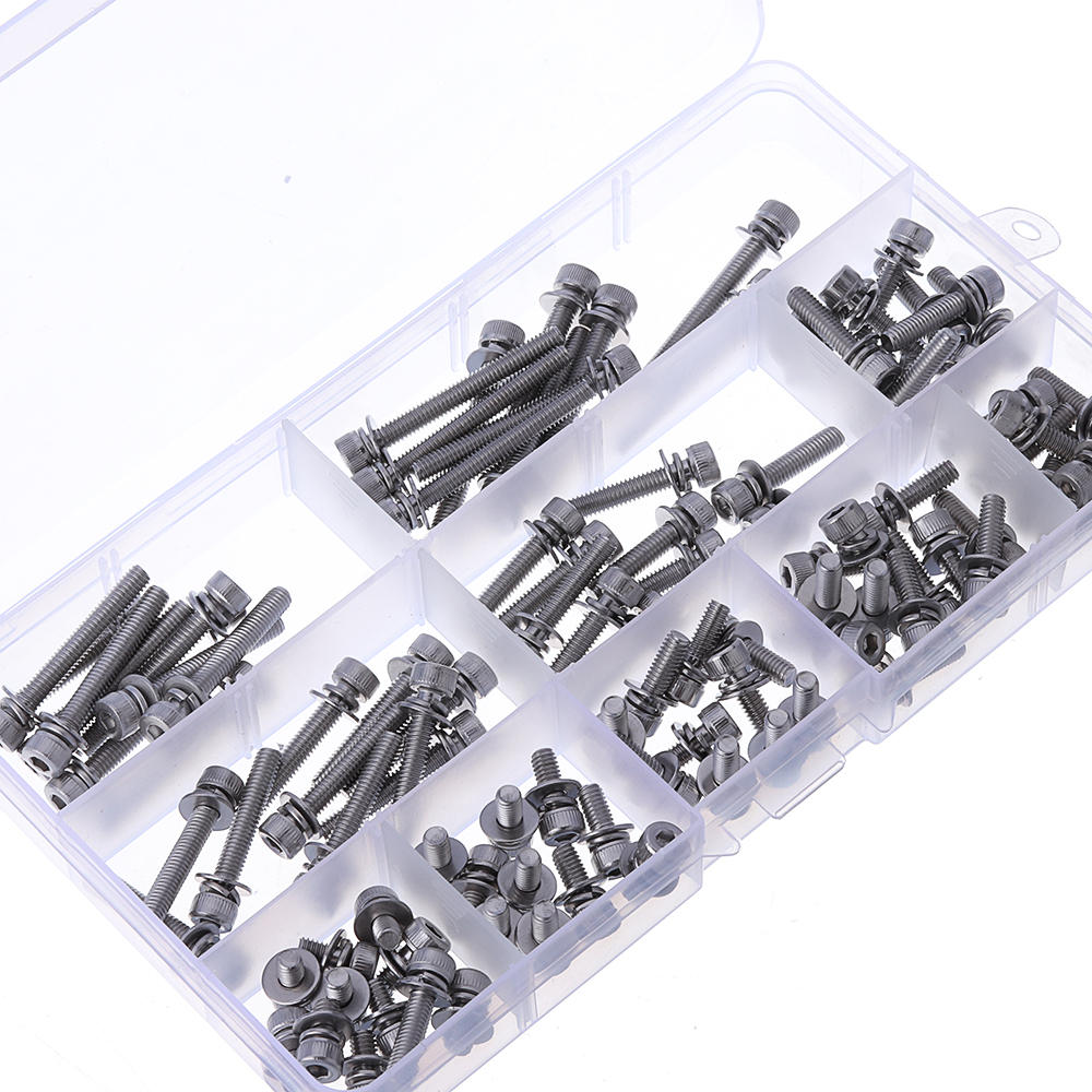 88Pcs M5 Hex Socket Knurled Cap Head Screw 304 Stainless Steel Bolt Assortment Set