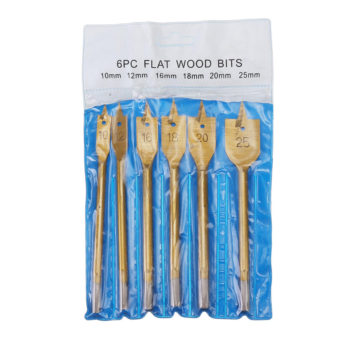 6pcs 10-25mm Flat Spade Wood Drill Hex Shank Woodworking Bit