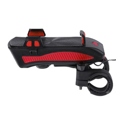 4-in-1 400lm Bike Headlight USB Rechargeable Bicycle Front Lamp 130dB Horn Power Bank Phone Holder Outdoor Cycling