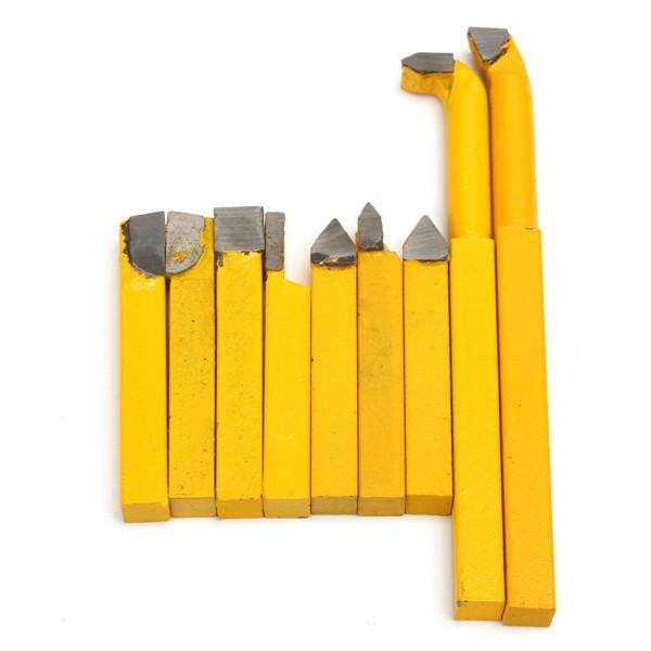 9pcs 8x8mm Carbide Lathe Turning Tool Holder Yellow