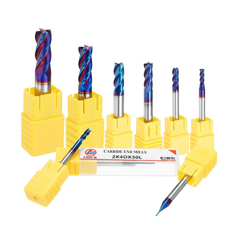 9pcs 1-10mm 4 Flutes Tungsten Carbide Milling Cutter HRC65 Blue NACO Coated Milling Cutter CNC Tool