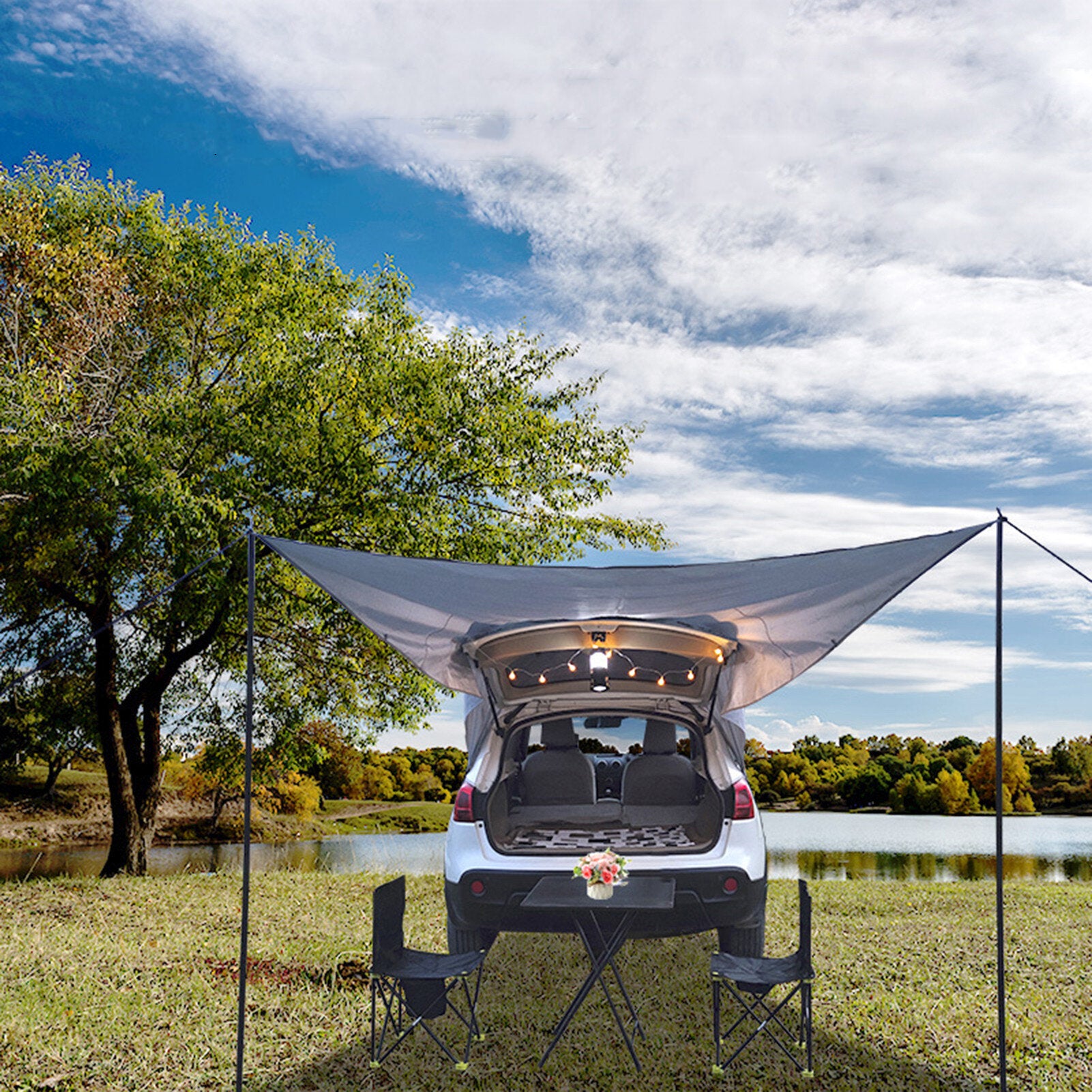 Car Rear Rooftop Tent Waterproof Car Side Awning Tent Sun-shelter Truck Canopy Camping Travel