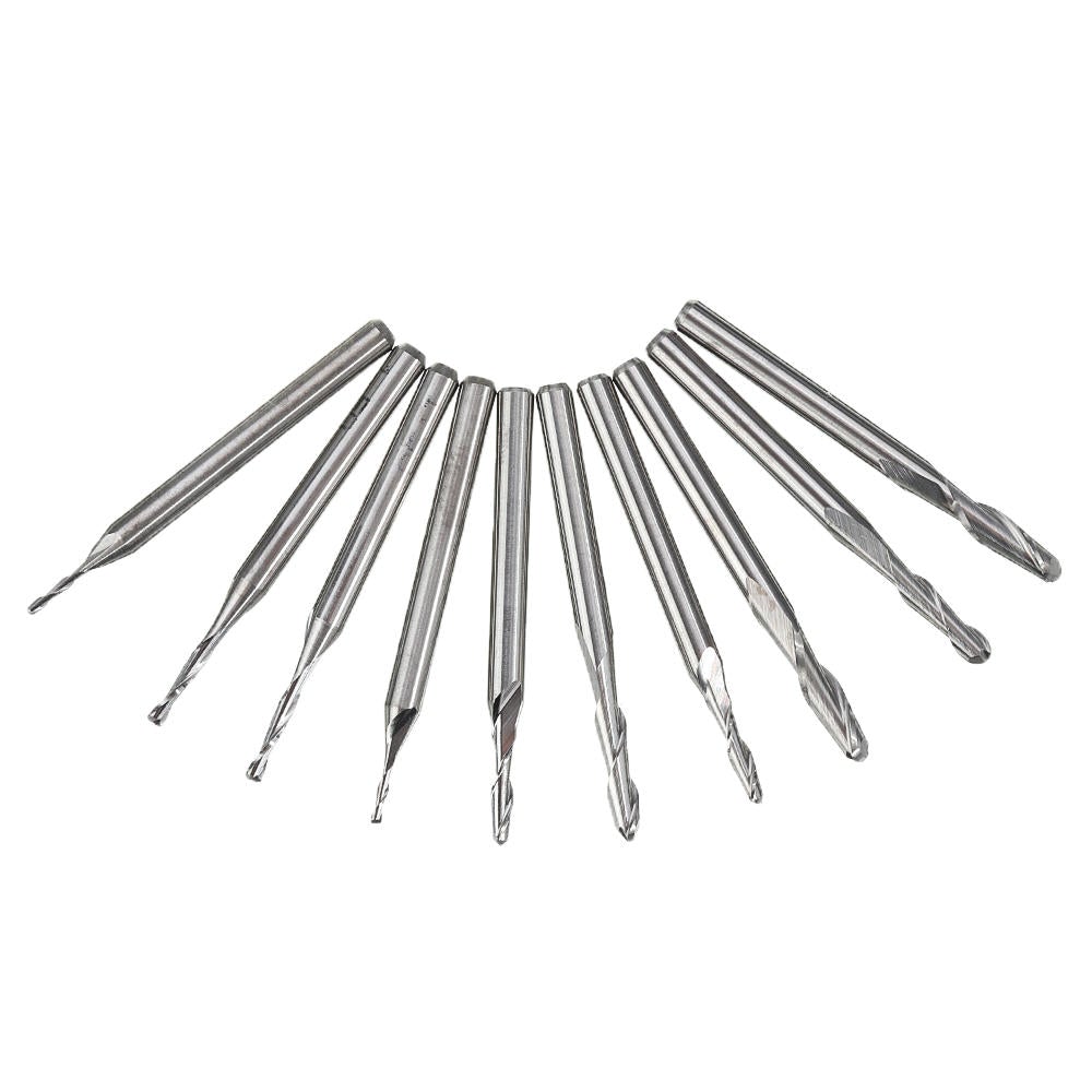 10pcs/Set Ball Nose End Milling Cutter Set Carbon Steel 1mm-3.175mm CNC