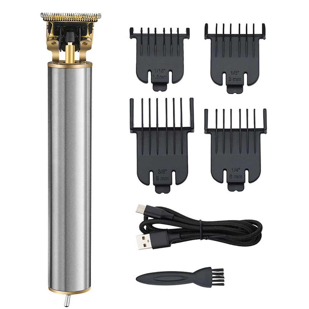 USB Rechargeable Cordless Electric Pro T-outliner Hair Trimmer Portable Hair Clipper W/ 4pcs Limit Combs