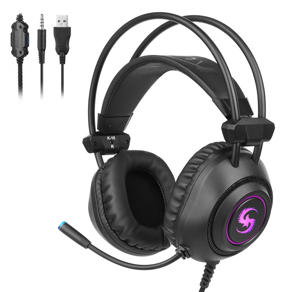 Gaming Headset Surround Sound Effect System Exquisite 7-color LED Lights Omni-directional Noise Reduction Microphone