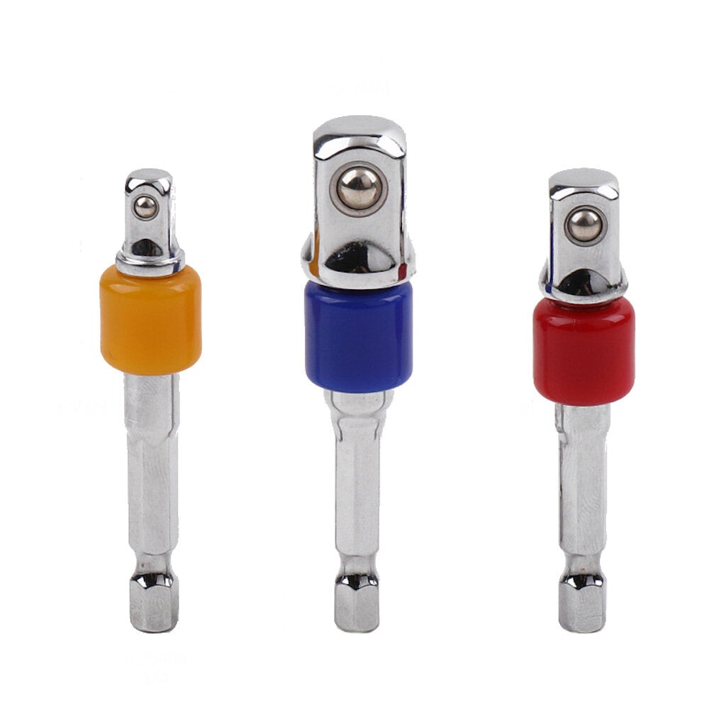 Hi-Spec 3pc 1/4 3/8 1/2 Hex Electric Impact Wrench Socket Power Hand Tools Sockets Adapter Sets With Extension Rod Drill Bits Set