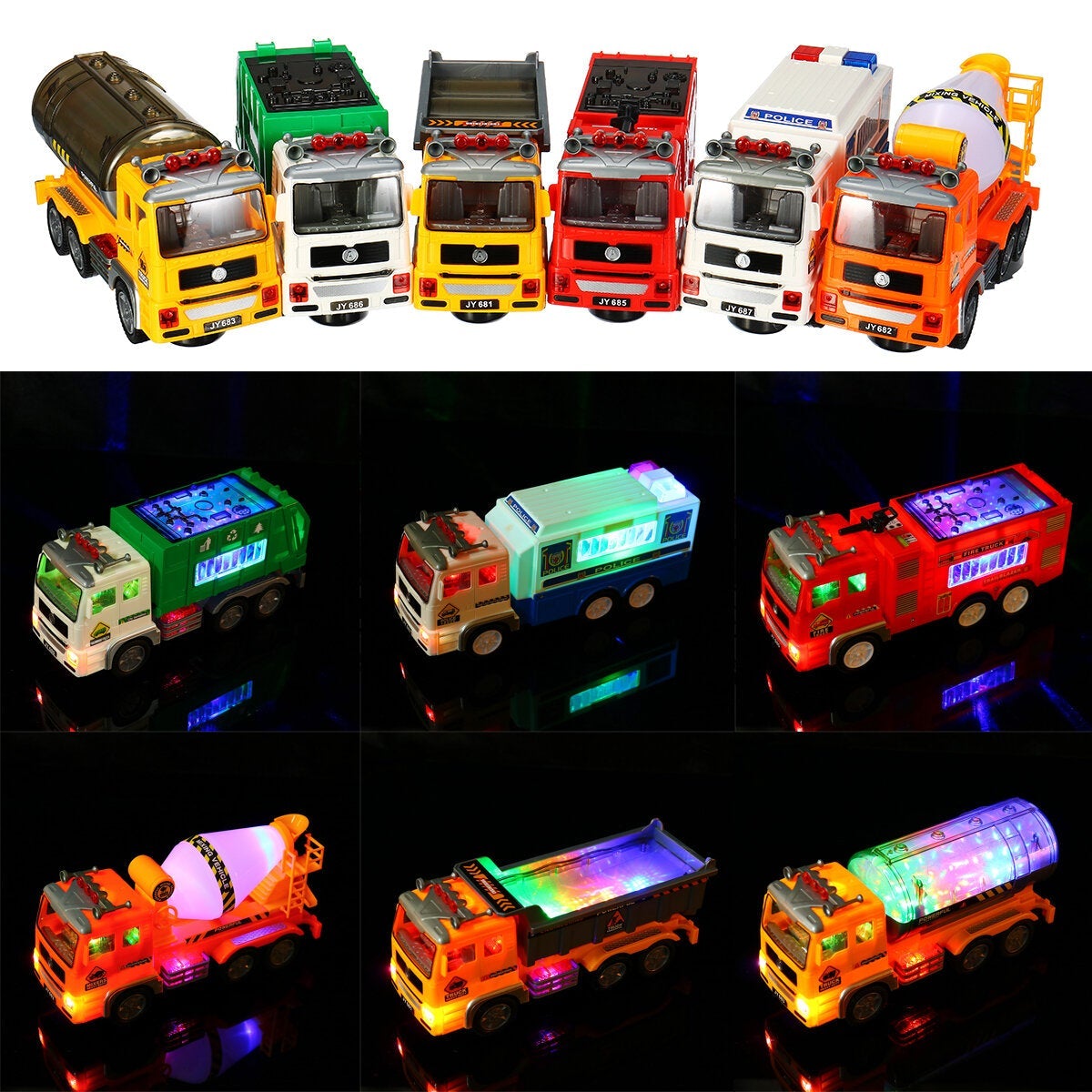 Large Simulation Electric Car Universal Engineering Vehicle Toy 4D Light Music Children's