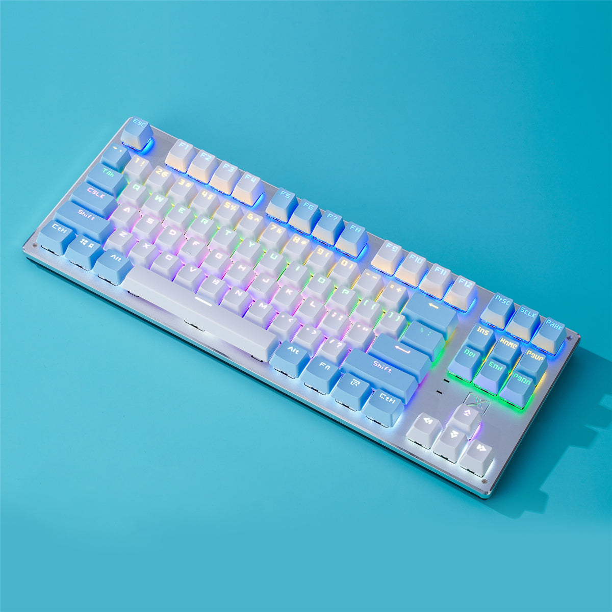 Mechanical Keyboard 87 Keys Three-Mode Wireless Bluetooth4.0 / 2.4G / Type-C Wired Blue Switch LED Backlit Gaming Keyboard for Laptop