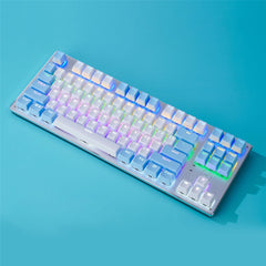Mechanical Keyboard 87 Keys Three-Mode Wireless Bluetooth4.0 / 2.4G / Type-C Wired Blue Switch LED Backlit Gaming Keyboard for Laptop